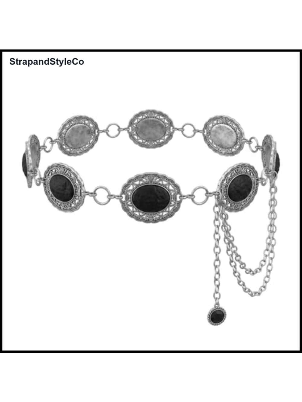 Adjustable Zinc Alloy Western Concho Chain Belt Lobster Clasp
